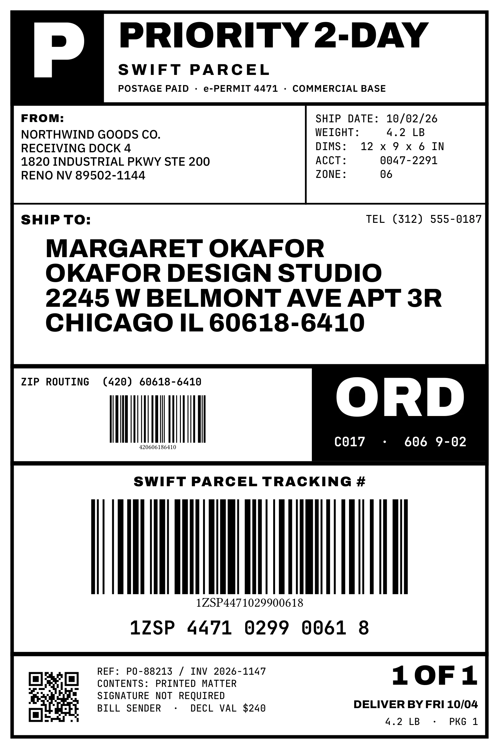 Shipping label